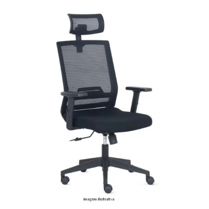 Poltrona Presidente VOLT mecanismo relax e Base piramidal cor CINZA