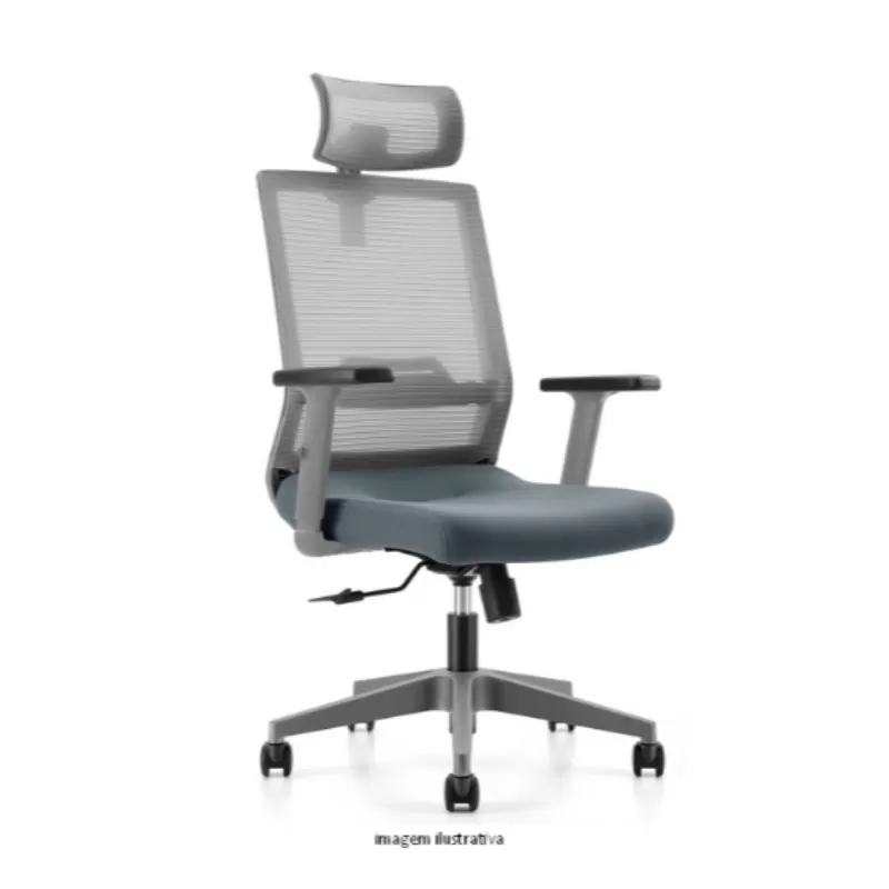 Poltrona Presidente VOLT Mecanismo Relax E Base Piramidal Cor CINZA
