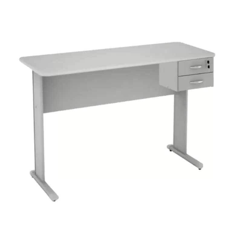 Mesa Reta 1,20 X 0,60 - Pés Simples Com Tampo 15 Mm E 2 Gavetas Com Chave